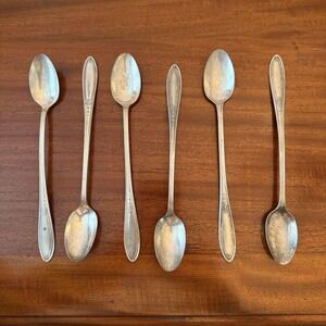 SILVER‎ PLATE ICED TEA SPOON-Niagra Falls Co.-Oneida Merced Set of 6